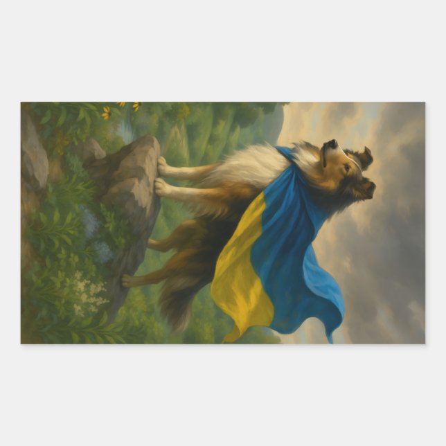 Sticker Rectangulaire Héros Rough Collie (Devant)
