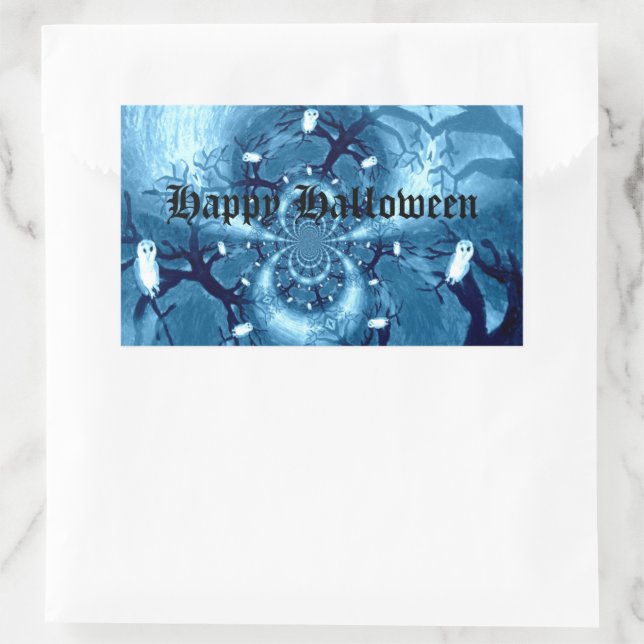 Sticker Rectangulaire Hiboux éffrayant personnalisé (Sac)
