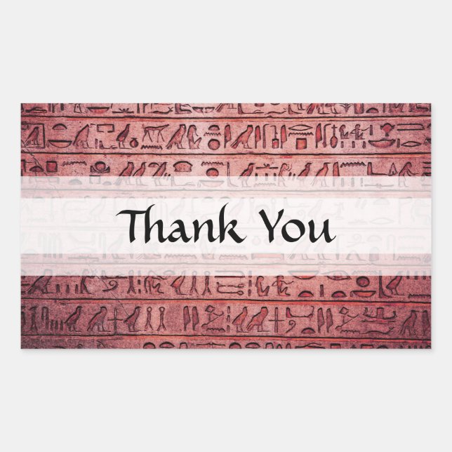 Sticker Rectangulaire Hiéroglyphes égyptiens anciens Rouge (Devant)