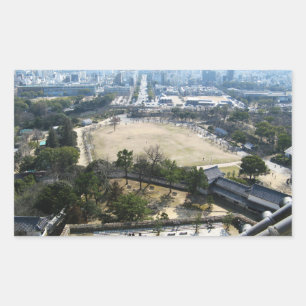 Sticker Rectangulaire Himeji, Japon (Vue du château haut)