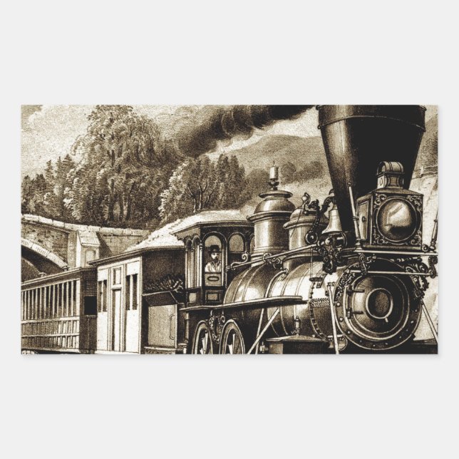 Sticker Rectangulaire Historique des locomotives des moteurs à vapeur (Devant)