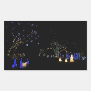 Sticker Rectangulaire Hiver Wonderland Lumières Bleu et blanc Vacances