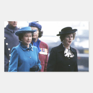 Sticker Rectangulaire HM Queen Elizabeth II-Margaret Thatcher