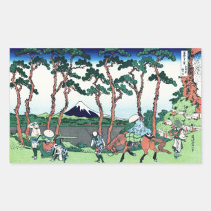 Sticker Rectangulaire Hodogaya sur le Tokaido Katsushika Hokusai