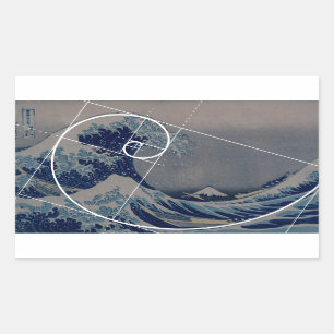 Sticker Rectangulaire Hokusai rencontre Fibonacci, rapport d'or
