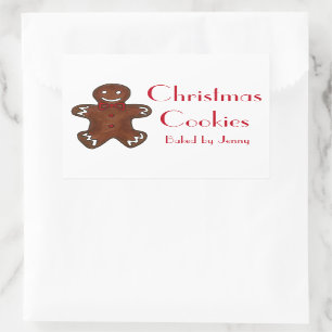 Sticker Rectangulaire Homme En Pain D'Argent Cuit Par Le Cookie De Noël 
