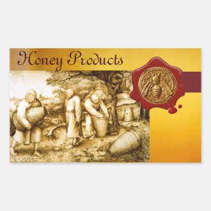 STICKER RECTANGULAIRE HONEY BEE, BEEKEEPER RED WAX SEAL