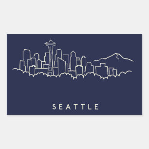 Sticker Rectangulaire Horizon de Seattle