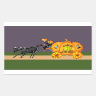 Sticker Rectangulaire Horseman sans tête Citrouille Carriding autocollan