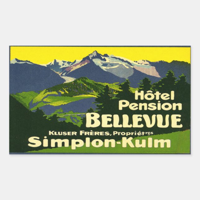 Sticker rectangulaire Hotel Pension Bellevue (Devant)