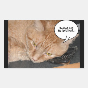 Sticker Rectangulaire Humour de chat Tabby Orange/Téléphone cellulaire