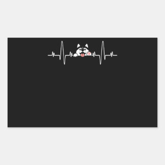 Sticker Rectangulaire Husky Gift | Cool Siberian Husky Heartbeat