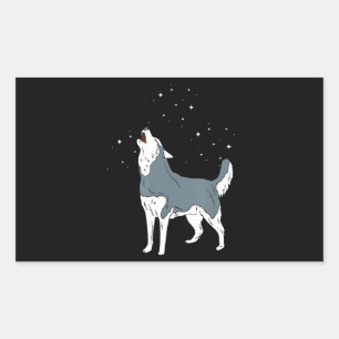 Sticker Rectangulaire Husky   Howling Siberian Husky Puppies Amoureux de