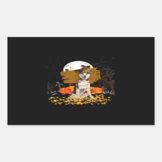 Sticker Rectangulaire Husky | Mon Halloween Citrouille sibérien Husky