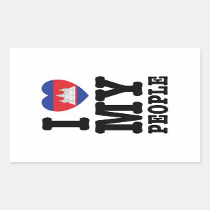 Sticker Rectangulaire I coeur (amour) mes personnes de Khmer