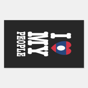 Sticker Rectangulaire I Heart (Love) My Lao People