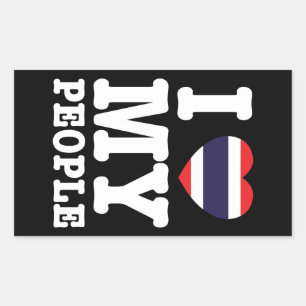 Sticker Rectangulaire I Heart (Love) My Thai People