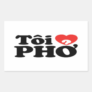 Sticker Rectangulaire I Heart (Love) Pho (Tôi PHỞ)
