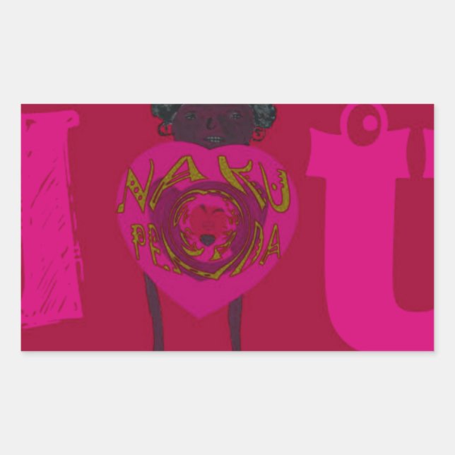Sticker Rectangulaire I Heart You Nakupenda Sana Heureuse Sainte-Valenti (Devant)
