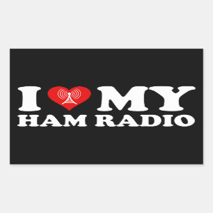 Sticker Rectangulaire I Love (Heart) My Ham Radio