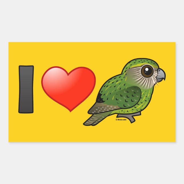 Sticker Rectangulaire I Love Kakapos (Devant)