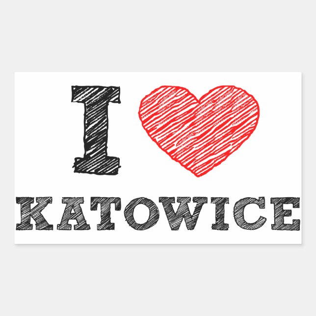 Sticker Rectangulaire I love-Katowice (Devant)