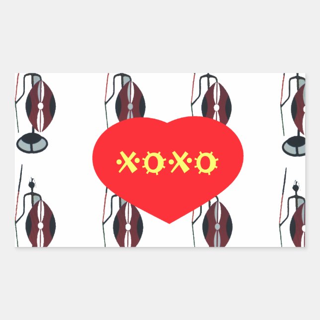 Sticker Rectangulaire I Love Kenya Massai Art Print (Devant)