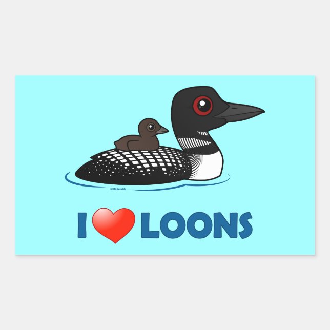 Sticker Rectangulaire I Love Loons (Devant)