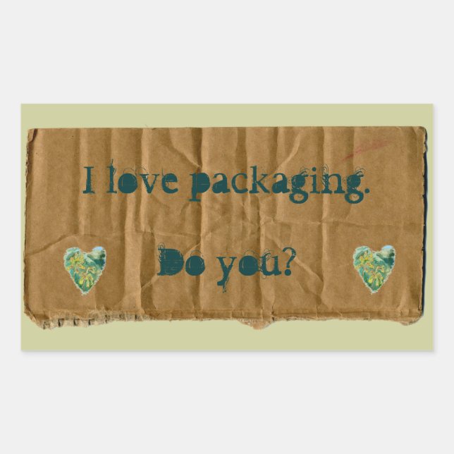 Sticker Rectangulaire I Love Packaging avec coeur (Devant)