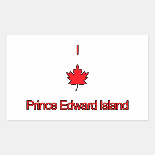 Sticker Rectangulaire I Love PEI Île-du-Prince-Édouard (Devant)