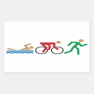Sticker Rectangulaire Icônes de logo de triathlon en feuille