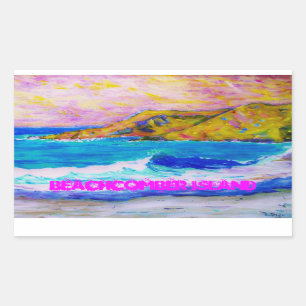 Sticker Rectangulaire Île de vague déferlante