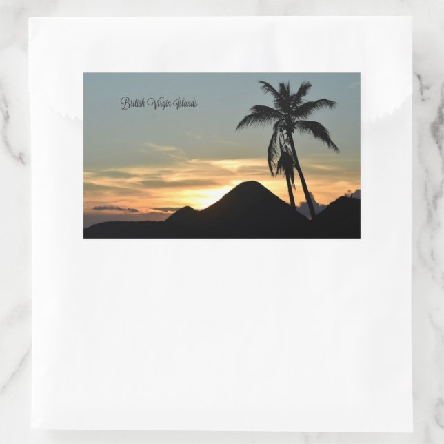 Sticker Rectangulaire Îles Vierges britanniques, carte Sunset (Sac)