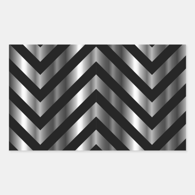 Sticker Rectangulaire Illusion optique avec barres métalliques et lignes (Devant)