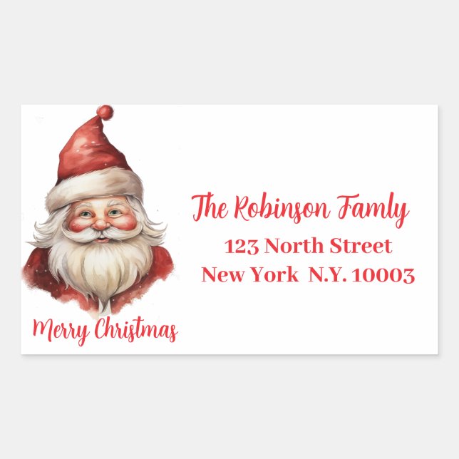 Sticker Rectangulaire Illustration d'aquarelle Santa Claus (Devant)