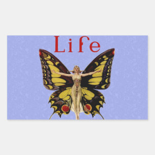 Sticker Rectangulaire Illustration de femme de Leyendecker papillon Flap