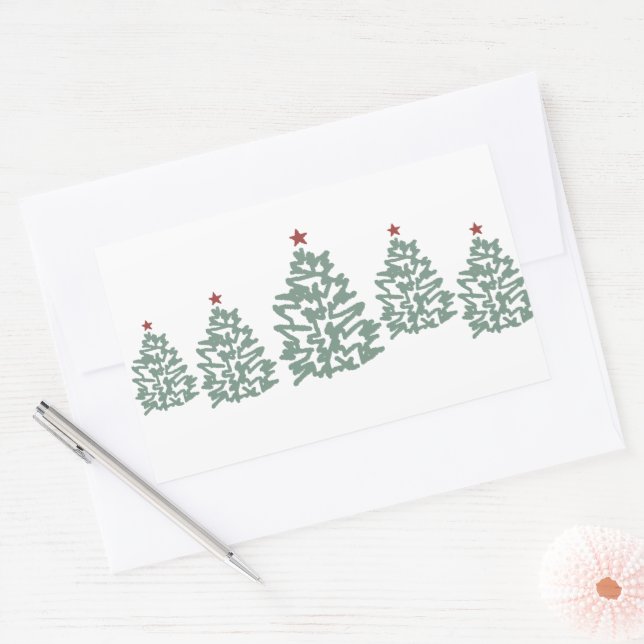 Sticker Rectangulaire Illustration de la ferme d'arbres de Noël (Enveloppe)