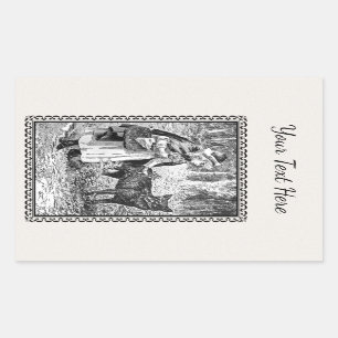 Sticker Rectangulaire Illustration noir blanc équitation Hood Wolf Cadre