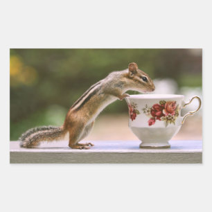 Sticker Rectangulaire Image de tamia avec la tasse de thé de la Chine
