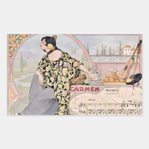 Sticker Rectangulaire Impression Art Nouveau Carmen Habanera – Affiche d