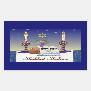 Sticker Rectangulaire Impression d'art Judaica Shabbat Shalom