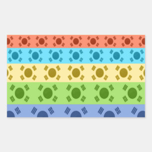 Sticker Rectangulaire Impression d'un drapeau coréen multicolore