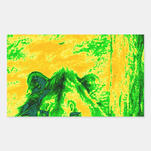 Sticker Rectangulaire Impression Fluorante Lion Art Vision Night (Devant)