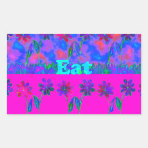 Sticker Rectangulaire Imprimer Art Motivational Vibrant "Eat Love & Play