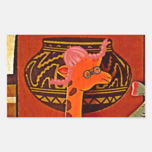 Sticker Rectangulaire Imprimer Casquette Giraffe
