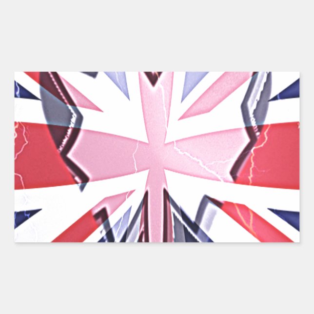 Sticker Rectangulaire Imprimer "I Love UK" (Devant)