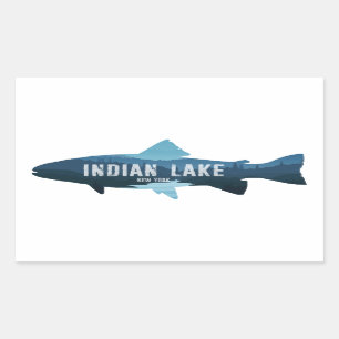 Sticker Rectangulaire Indian Lake New York Fish