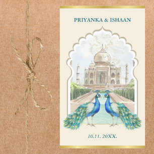 Sticker Rectangulaire Indian Peacock Gold Taj Mahal Mariage esthétique