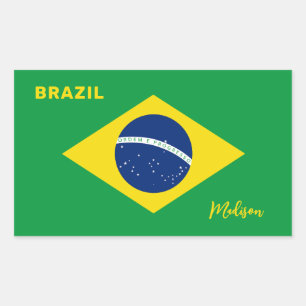 Sticker Rectangulaire Indicateur Brésil de nom personnalisé