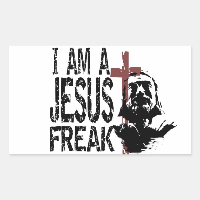 Sticker Rectangulaire Individualité - Je suis un Jésus Freak (Devant)